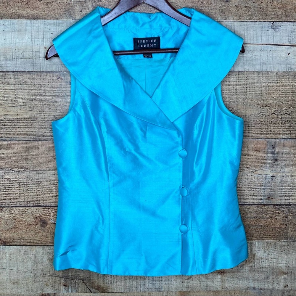 Spenser Jeremy Silk Asymmetrical Wide Collar Sleeveless Top Size 10
